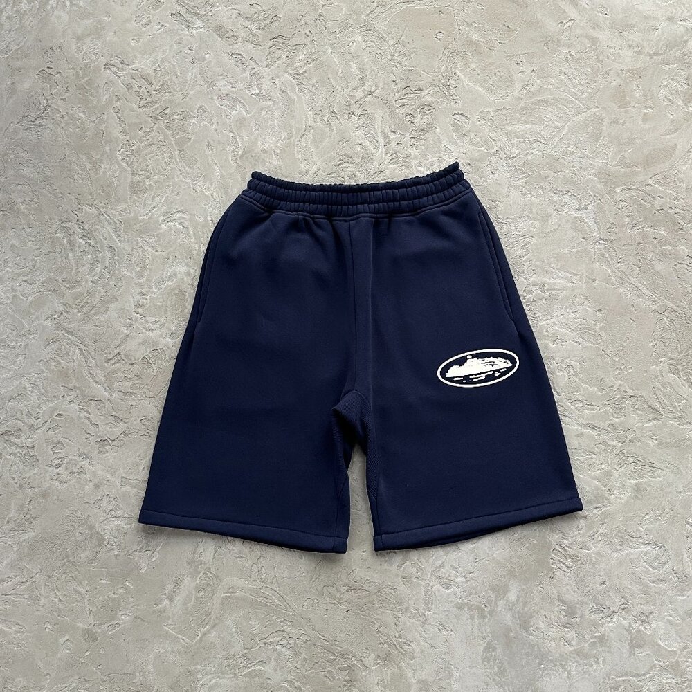 Corteiz RTW "Island" Navy Blue Shorts with Puff Print Logo